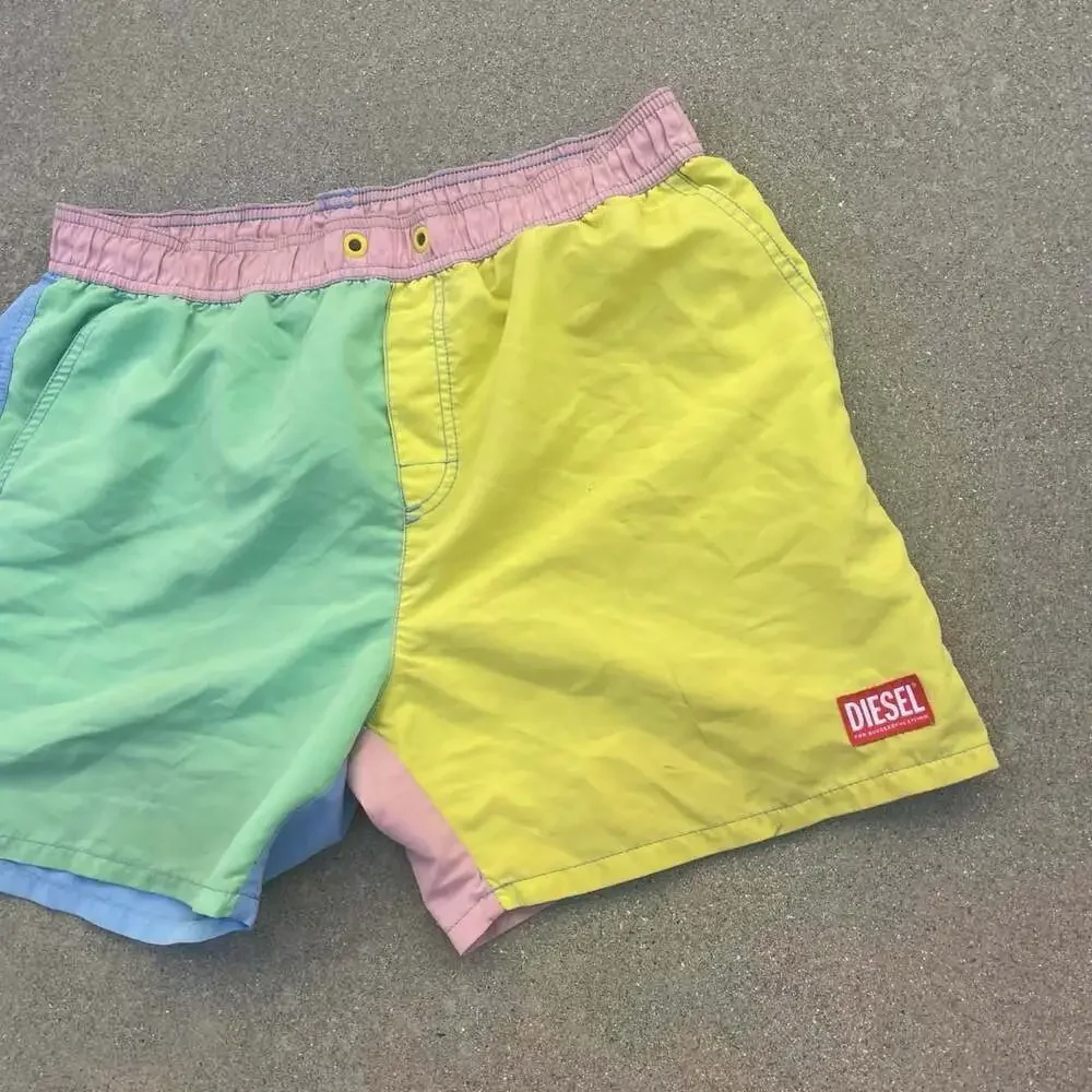 Diesel Colorblock Swim Shorts Men's Large Pastel Y2K